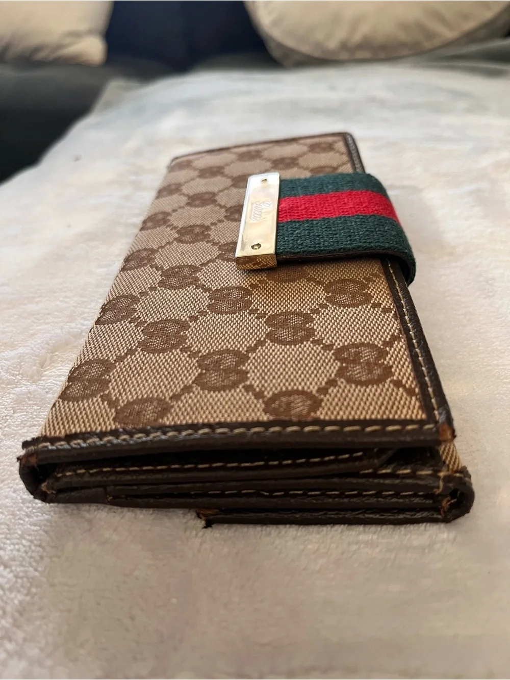 Gucci GG Canvas Continental Wallet with Web - Authentic! - Picture 10 of 10